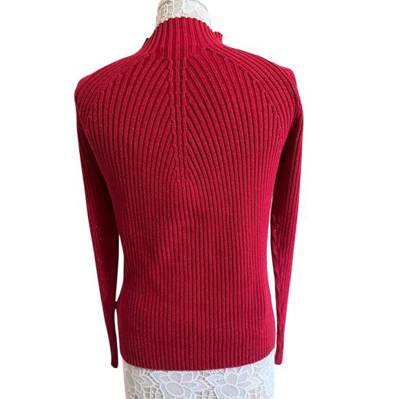 St. John’s Bay Y2K Red Metallic Knit Sweater Women’s Large - Picture 3 of 7